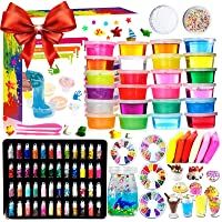DIY Slime Kit - 24 Colores Kit de Slime Esponjoso con 48 brillantinas- Suministros de Slime Claro para niños- Incluye…